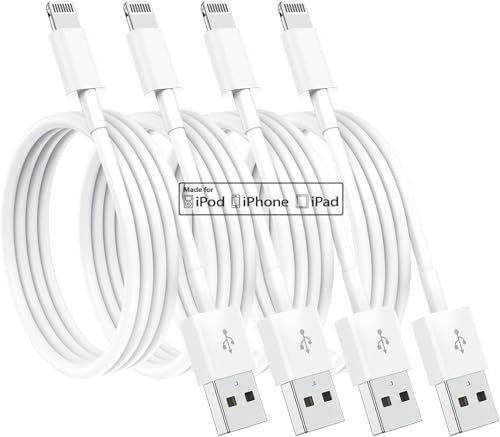 4 Pack 2M [Apple MFi Certified] Apple Charging Cables 6ft, iPhone Chargers, Lightning Fast Phone Charging Cord for iPhone 12/11/11Pro/11Max/ X/XS/XR/XS Max/8/7, ipad(White)