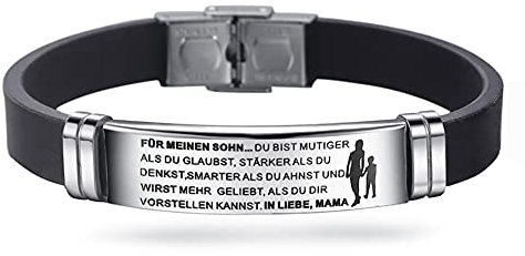 HAYOUWAY Einstellbar Armbänder Silikonarmband Silikon Edelstahl Armband Geburtstagsgeschenk Abschlussfeier Geschenk für Sohn Tochter Herren Damen (Sohn Von Mama)