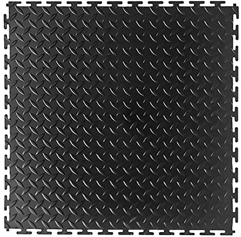 VersaTex Garagenboden 45,7 x 45,7 cm, quadratische Gummi-Diamantplatte, ineinandergreifende Bodenfliesen für Zuhause, Fitnessstudio, Garage, Messeboden, Kellerfliesen, 24 Stück (schwarz)