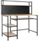 HOMCOM Bureau avec Rangement Bureau Informatique avec 4 étagères, Grand Plateau et Panneau Noir pour Salon Chambre 120L x 53l x 126H cm, chêne et Noir