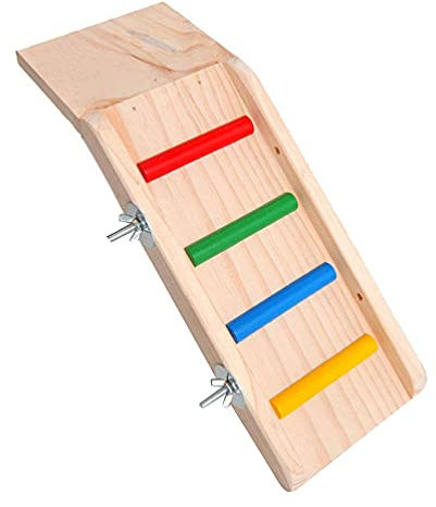 M I A Hölzerne Käfigbrücke für Kleintiere, Kletterleiter, Hamsterplattform für Rennmäuse, Ratten, Chinchillas, Meerschweinchen, Eichhörnchen