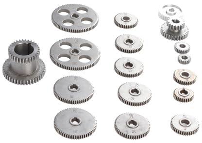 Set di Ingranaggi per Mini Tornio 18 Pezzi Set di Ingranaggi per Macchine Utensili per il Taglio dei Metalli Kit di Ingranaggi per Cambio in Metallo con Puleggia Motore Duplex Gear HT250 Ferro Grig
