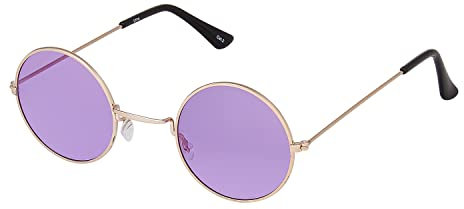 Ultra Verres Violets À Monture Dorée Lunettes de Soleil Rondes UV400 pour Hommes et Femmes – Petite Lunettes Rondes Rétro Unisexes avec Charnières Confortables à Ressort Lunettes de Soleil Circulaires