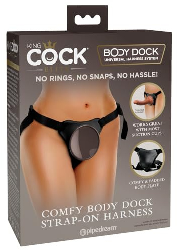 King Cock Comfy Body Dock Strap-On Harness, Black, 61-137 cm