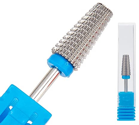 NICENEEDED Tungsten Nail Carbide 5 in 1 Bit, Two Way Rotate use for Both Left and Right Handed, 3/32 Inch Professional Nail Drill Bits for Fast Remove Acrylic or Hard Gel(Silver, Medium)