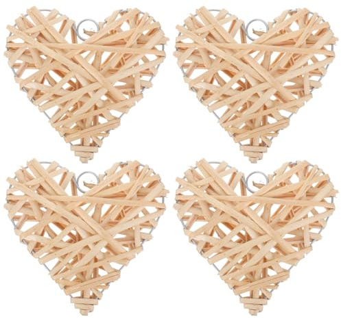 Veemoon 4pcs Wedding Wall Decorations Small Grapevine Rattan Wicker Decorative Vase Filler Sphere Orbs Filler Willow Woven Rattan Balls Twig Rustic Decor Wooden Vintage Baby Heart Ornament