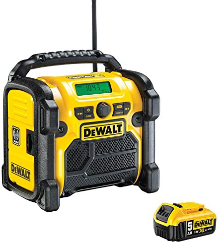Dewalt DCR020 240V Compact DAB Radio with 1 x 5.0Ah Battery