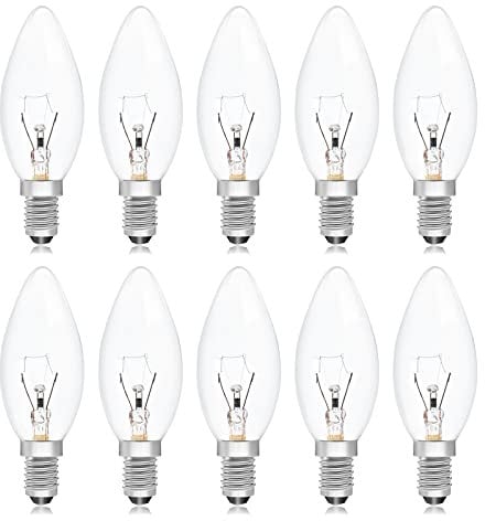 Klarlight 10 Pack 55W Clear E14 Candle Light Bulbs, E14 Small Edison Screw Base Lamps, C35 E14 Dimmable Led Bulb, Warm White 2400-2600K Light Bulb Pack of 10