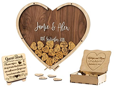 Ozinna Personalisiertes Gästebuch, Hochzeitsgästebuch Alternative, benutzerdefinierte Holz-Runde für Gästebuch, Hochzeiten, Ideen, Hochzeitsbrief, Gästebox, Alternative, rustikale Hochzeitsgästebuch