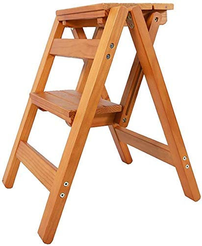 AYVADA Leiterleiter mit zwei Stufen, Holzhocker für Treppen, Esszimmerstühle für Kinder und Erwachsene, Heimgartengerät, robust, bis zu 200 kg in der Natur