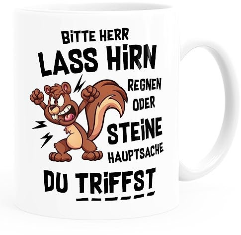 MoonWorks® Kaffee-Tasse mit Spruch Sarkasmus Herr lass Hirn regnen Bürotasse lustige Kaffeebecher weiß standard