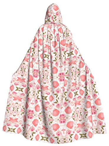 Tea Cups With Roses Romantic Shabby Halloween Costumes Women Men Cosplay Long Cape Cloak Fancy Dress For Role Play (147cm / 58)