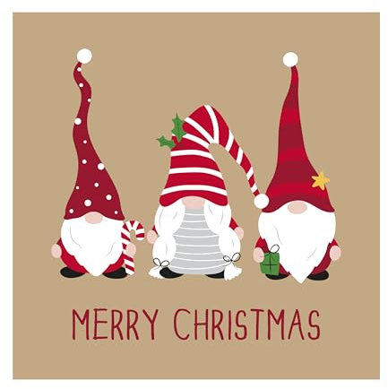 Eurowrap Weihnachtskarten, 12 Stück, sortiert, braun, Kraftpapier, Weihnachtsgonk, 2 Designs, Weihnachtswünsche und Merry Christmas, umweltfreundliche Verpackung, 100 % recycelbar