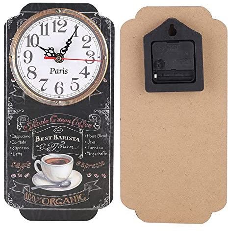 Cyrank Europäische Vintage-rechteckige Wanduhr, Retro-dekorative Kaffee-Wanduhr, Batteriebetriebene, Geräuschlose Hängeuhr Für Kaffeebar-Dekoration
