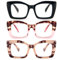 KoKoBin Oprah Occhiali da lettura quadrati da donna Oversized con cerniere a molla per computer (Nero/Rosa Leopardo/Leopardo Rosa, 1, Diottria)