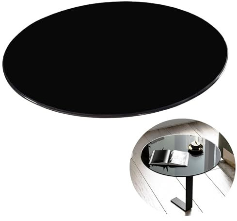 Dessus De Table Ronde Verre Trempé 38-100cm Plateau De Table Meuble, Noir, Plateau Rond De Table En Verre Trempé, pour Le Plateau De Table De Remplacement De Table Ronde ( Color : Black , Size : 50CM(