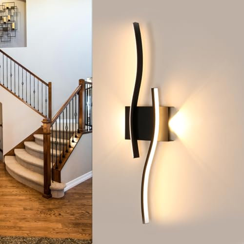 Goeco LED Wandleuchte Innen, 20W 59CM LED Wandlampe Schwarz 2 Flammig 3000K Warmweißes Licht, Modern Flurlampe Wandbeleuchtung für Wohnzimmer Schlafzimmer Flur