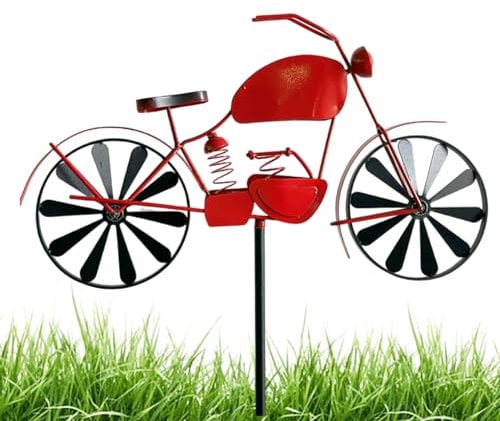 Hobngmuc Motorrad-Windmühle, Windspinner im Freien - Windmühle Motorrad Fahrzeug Skulptur - Windspiel aus Metall mit Windturbine, Gartenstecker aus Metall, Gartenlandschaftsdekoration
