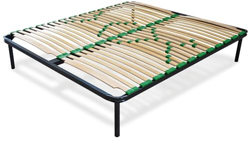 EVERGREENWEB - Premium Lattenrost 160x200 cm 8-Zonen Lattenrahmen Verstellbar Progressive Härteregulierung, 24 Ortho Extra Komfort Leisten Holz, 5 Abnehmbar Füße aus stabilem Metall für alle Matratzen