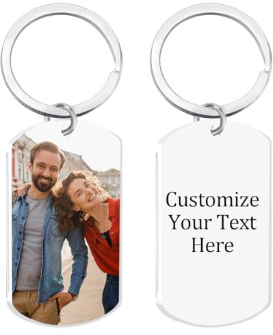 FIKCIK Personalisierter Schlüsselanhänger Mit Foto - Nicht Verblassend, Selbst Gestaltbar für Pärchen