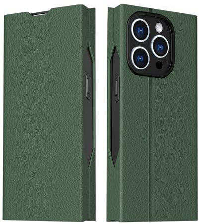 ELESNOW for iPhone 15 Pro Max Case, with Card Holder Flip PU Leather Wallet Stand Magnetic Closure Phone Case Cover for Apple iPhone 15 Pro Max (Green)