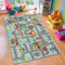 Capslpad Kinder Teppich 100x160cm rutschfest Pastellblau Kinder Spielteppich Waschbar Stadt Straße Kinderteppich Kurzflor Spielmatte Pädagogischer Spielteppich für Mädchen Kinderzimmer Spielzimmer