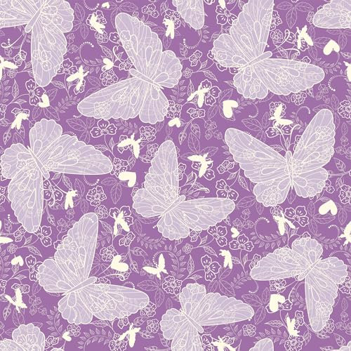 VaryFloral Carta Parati Adesiva Muro Viola 30.5cmx300cm Pellicola Adesiva Farfalla Rivestimento Adesivo per Mobili Floreale Vintage Decorazioni Parete Impermeabile Carta Adesiva per Mobili Fantasia
