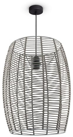 Paco Home LED Pendelleuchte Wohnzimmer Pendellampe Hängeleuchte Esszimmer Küche Deko Vintage Korboptik Boho Natur E27, Lampenart:Pendelleuchte, Farbe:Schwarz 3