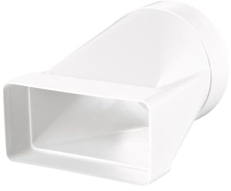 EDE Group 100mm Flat Plastic Ducting Adaptor to Round Transformer 110 mm x 54 mm - 4 Inch Rectangular to Round Straight Channel Connector Bathrooms, Toilets and Utility Rooms