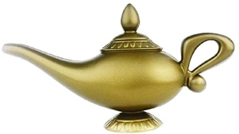 Hperu Aladdin Genie Lampe Vintage Genie Oil Light Wunsch Lichttopf für Halloween -Cosplay -Requisiten Hochzeitstisch Dekoration, Gold