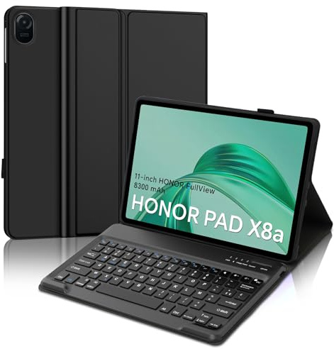 JADEMALL Custodia con Tastiera Honor Pad X8a 11 2024, Italiana QWERTY Tastiera Wireless Bluetooth Magnetica Staccabile per Honor Pad X8a 11 2024, Nero