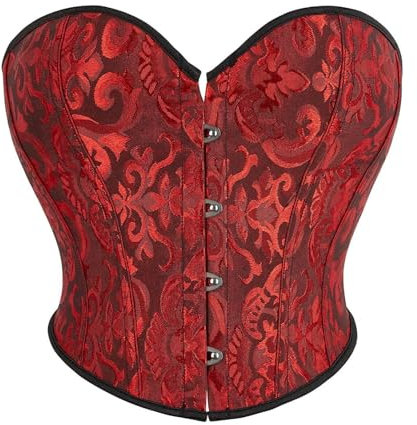 KONG JIMFAN Black Friday Angebote Korsett Damen Bustier Corsage Lace Up Corset Renaissance Top Sexy Slim Korsett Für Damen Ärmellos Waist Cincher Gothic Laufhose Outfit Festliche(#E Deep Red,XL)