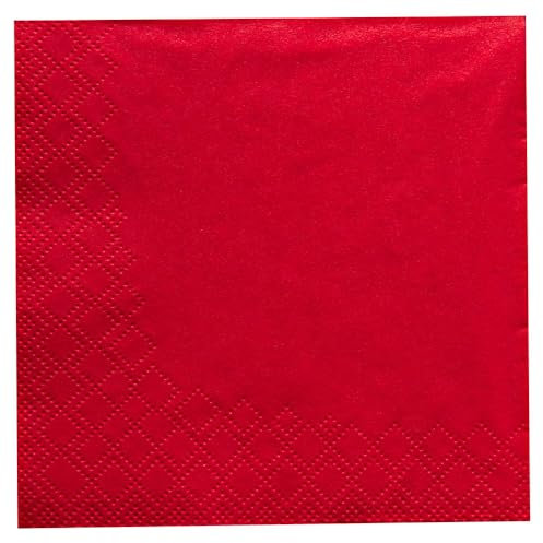 1000 Stück Cocktail-Servietten 24 x 24 cm | 3-lagig, FSC®-zertifiziert, rot, L: 24cm, B: 24cm