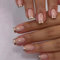 24PCS Short Square Fake Nails with Glue - Nude French Tip with Gold Liner - 12 Sizes Full Cover Acrylic tips - Stick on Nails for Women
