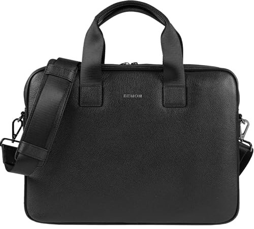 BEMON Porte ordinateur 15.6 pouces, porte documents en cuir grainé pour homme Enzo, 29 x 39 x 5 cm
