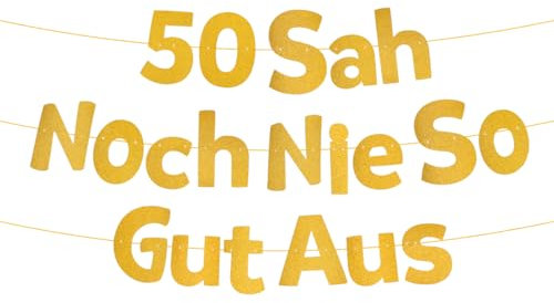 50 Geburtstag Deko Lustige Banner, 50 Sah Noch Nie So Gut Aus Geburtstag Girlande, Deko 50. Geburtstag Mann Frau, Geburtstagsbanner 50 Gold für Frauen Mann Partyzubehör