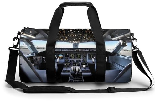 Sporttasche für Herren und Damen, Flugzeug, Cockpit, Reisen, Turnbeutel, zylindrische Workout-Tasche, leichte Reisetasche, Reisetasche, für Basketball, Fußball, Wochenender, Stil, 45 cm/22,9 cm/22,9