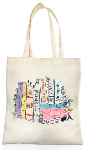 QWEPU TS Stofftasche Bedruckt, TS Album Inspirierte Tragetasche Damen,TS Einkaufsbeutel,TS Tote Bag Tragetaschen Geschenk Musikliebhaber,40x35cm,TS Geschenke Wiederverwendbar