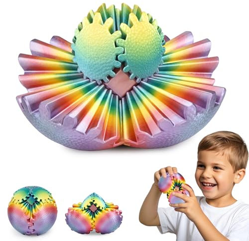 Gear Ball Fidget Spielzeug für Kinder Erwachsene 3D Gedruckt Stressabbau Zahnrad Kugel Büro Weihnachten Ostergeschenke Geburtstagsgeschenke Sensorisches Spielzeug(Sonnenuntergang,6cm)
