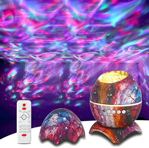 Lancoon Galaxieprojektor Kinder Dinosaurier-Ei Nachtlicht Kabellose Musik USB-Betrieben Sternenprojektor Weißrauschen Fernbedienung Zimmerlampe