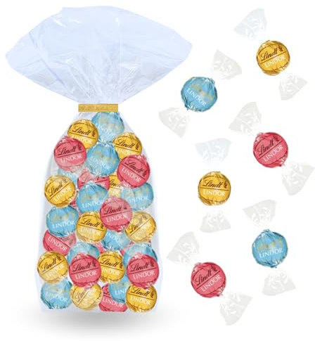 LINDT | Sachet de 40 Bouchées LINDOR aux saveurs Originales et Exclusives | Assortiment de 500 g de Chocolat Blanc, Blanc Stracciatella et Blanc Fraise |Prêt à Offrir