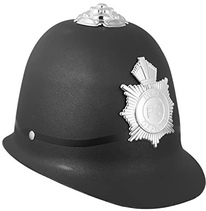 Warmhm 1 Stück Polizeimütze halloween hut halloween accessoires stutzenhalter kapuzenpullover Halloween accessory Zaubererhut Schutzhelm Kostüm Britische Bobby-Mütze Party Plastik Black