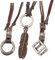 AKOOSY 3stücke Retro Doppelkreis Lederhalskette Für Und Stilvolle Freizeitaccessoires Anpassbar Und Für Täglichen Gebrauch Und Besondere Anlässe