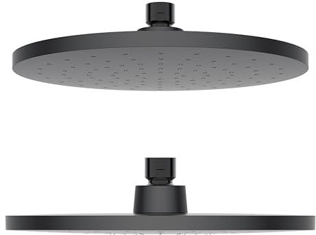 Regendusche [Duschkopf & Selbstreinigung] – Kalkfreie & Rostfreie Regenwalddusche | Wellness-Regenbrause (schwarz, round) (Schwarz)