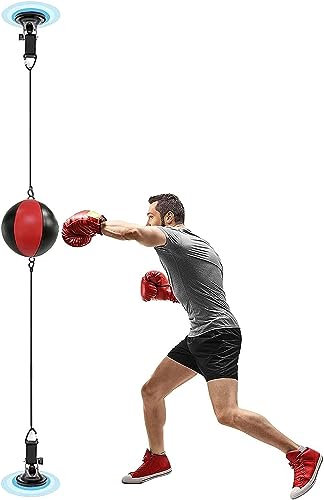Double End Speed Ball for Boxing Training, Stress Relief Punching Bag with Hanging Swivel, Ideal for Teens and Adults, Doorway or Door Frame Mountable