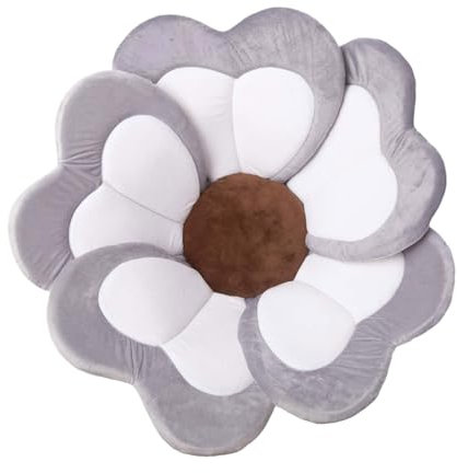 AMSLSIU Réducteur de Baignoire avec Tissu 5 pétales, évier de Bain pour bébé, Oreiller de Bain avec réducteur pour bébé, 80802.5cm, Gris, 80 * 80 * 2.5cm