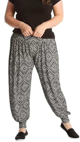 SXME MIGHT SAY Women's Harem Trousers - Ladies Casual Pants -Elasticated Waist - Soft Stretchy Fabric - Full Length - Plus Size UK (UK, Numeric, 8, 26, Regular, Regular, S/M (8-10), Moroccan)