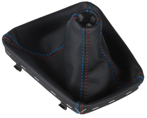 ICT Schaltsack Leder kompatibel mit BMW 3er E36 Compact (Naht rot/blau) | Bj. 1993 – 2000 Schaltmanschette mit Rahmen Schwarz Manschette Schaltgetriebe Schaltung Ersatz Zubehör