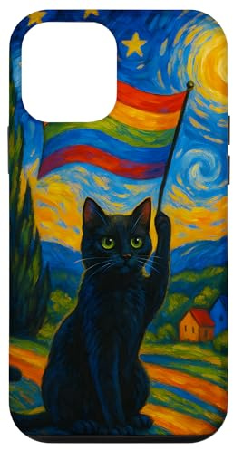 Gay Pride Katzenkunst im Sternennacht-Stil, LGBTQ Pride, süßes Kätzchen Hülle für iPhone 12 mini