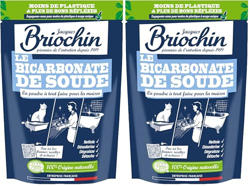 JACQUES BRIOCHIN - Bicarbonate de soude- 500g - Poudre à tout faire - Multi-usages : Nettoie, Désodorise, Dégraisse et Détache - 100% origine naturelle - Fabrication Française (Lot de 2)